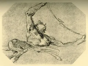 Satyr holding up a festoon, c1761, (1928). Artist: Giovanni Battista Tiepolo Satyr holding up a festoon, c1761, (1928). Artist: Giovanni Battista Tiepolo