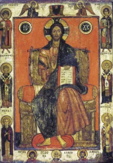 Novgorod School Art Prints: The Saviour Enthroned with Selected Saints, end of 13th - early 14th century