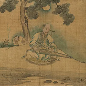 Scholar Playing a Qin, 1800s. Creator: Unknown Scholar Playing a Qin, 1800s. Creator: Unknown