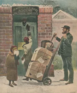 Victorian Era Education Prints: Back to School, 1895. Creator: Unknown