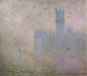 Seagulls. The Thames in London. The Houses of Parliament, 1903-1904. Artist: Claude Monet Seagulls. The Thames in London. The Houses of Parliament, 1903-1904. Artist: Claude Monet