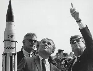 Seamans, von Braun and President Kennedy at Cape Canaveral, Florida, USA, 1963 Seamans, von Braun and President Kennedy at Cape Canaveral, Florida, USA, 1963