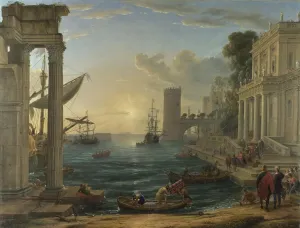 Seaport with the Embarkation of the Queen of Sheba, 1648. Artist: Lorrain, Claude (1600-1682) Seaport with the Embarkation of the Queen of Sheba, 1648. Artist: Lorrain, Claude (1600-1682)