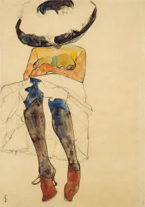 Seated semi-nude with hat and purple stockings, 1910 Seated semi-nude with hat and purple stockings, 1910