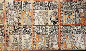 Mayan Codex Prints: Section from the Mayan Troano Codex, 15th century