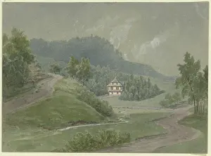 Prints of Section of the Odenwald?, 19th century Peter Burnitz Prints: 19th Century Print of Odenwald Landscape