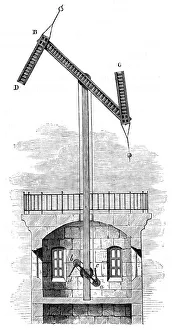 Sectional view of a telegraph tower for Claude Chappes semaphore, 1792, (c1870) Sectional view of a telegraph tower for Claude Chappes semaphore, 1792, (c1870)