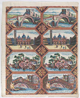 Sheet with two borders with Venetian landscapes, late 18th-mid-19th... late 18th-mid-19th century. Creator: Anon Sheet with two borders with Venetian landscapes, late 18th-mid-19th... late 18th-mid-19th century. Creator: Anon