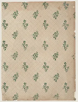 Nineteenth Century Botanical Illustration Prints: Sheet with dot grid pattern with bouquets, 19th century. Creator: Anon