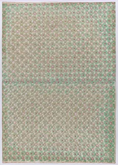 Sheet with overall floral and dot pattern, 19th century. Creator: Anon