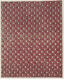 19th Century Red and Black Geometric Print