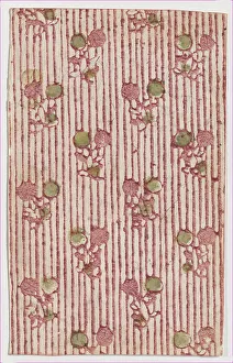 Art Centre Collection Prints: Sheet with overall striped pattern with circles, 19th century. Creator: Anon