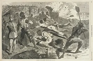 Harper's Weekly Illustrations Prints: A Shell in the Rebel Trenches, 1863. Creator: Unknown