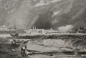 Stormy Weather Scene Prints: Sidon, 1840. Creator: Aubert
