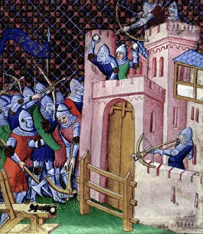 Medieval Fortifications Prints: Siege scene, c1415. Creator: Unknown