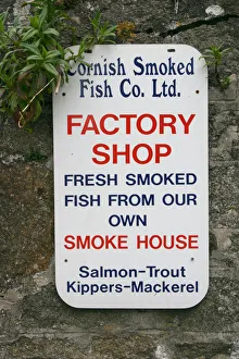 Sign advertising smoked fish, Charlestown, Cornwall Sign advertising smoked fish, Charlestown, Cornwall