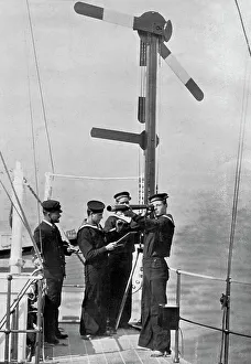 Royal Navy Uniform Prints: Signalling by semaphore on board HMS Camperdown, 1895. Artist: Gregory & Co