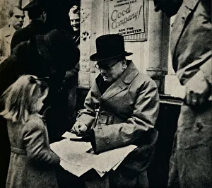 Signing Autographs in the North Country, c1945. Creator: Unknown Signing Autographs in the North Country, c1945. Creator: Unknown