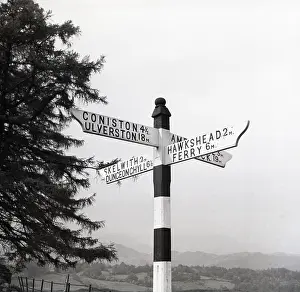Black And White Britain Prints: Signpost, Lake District, c1955. Creator: Arthur Charles Kirby Ware