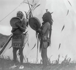 Vintage Native American Portraits Prints: Singing deeds of valor, c1908. Creator: Edward Sheriff Curtis