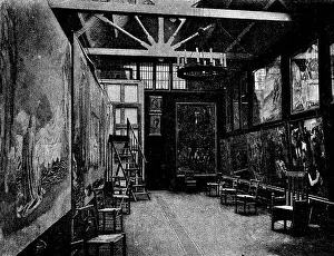 Pre Raphaelite Brotherhood Style Prints: Sir E. Burne-Jones's studio, 1895