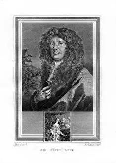 Sir Peter Lely, Dutch-born English Baroque era painter, (1825).Artist: John Corner Sir Peter Lely, Dutch-born English Baroque era painter, (1825).Artist: John Corner