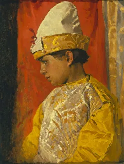 In skomorokh dress, 1882. Artist: Vasnetsov, Viktor Mikhaylovich (1848-1926) In skomorokh dress, 1882. Artist: Vasnetsov, Viktor Mikhaylovich (1848-1926)