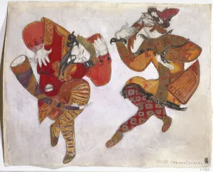 The skomorokhs. Costume design for the opera Prince Igor by A. Borodin, 1914. Artist: Roerich, Nicholas (1874-1947) The skomorokhs. Costume design for the opera Prince Igor by A. Borodin, 1914. Artist: Roerich, Nicholas (1874-1947)