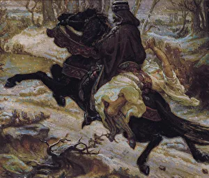Slavic Count with a Female Captive. Artist: Golovin, Alexander Yakovlevich (1863-1930) Slavic Count with a Female Captive. Artist: Golovin, Alexander Yakovlevich (1863-1930)
