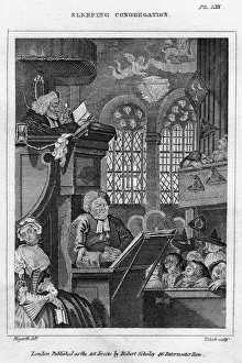 British Satire Art Prints: Sleeping Congregation, 18th century. Artist: Thomas Clerk