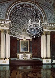 The Small Throne Hall (Peter the Great Hall) in the Winter palace, 1833. Artist: August Ricard de Montferrand The Small Throne Hall (Peter the Great Hall) in the Winter palace, 1833. Artist: August Ricard de Montferrand