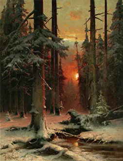 Snow in Forest, 1885. Artist: Klever, Juli Julievich (Julius), von (1850-1924) Snow in Forest, 1885. Artist: Klever, Juli Julievich (Julius), von (1850-1924)