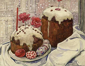 A Snowy Easter in Irkutsk: An Easter Meal, 1904 Print