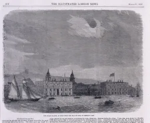 Royal Observatory Greenwich Prints: Solar eclipse seen over the Royal Observatory, Greenwich, 1858