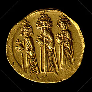Solidus of Heraclius, Heraclius Constantine and Heraclonas Print