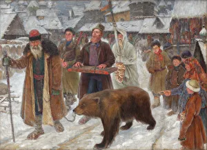 The Song of the skomorokhs, 1910. Artist: Subbotin (Permyak), Pyotr Ivanovich (1886-1923) The Song of the skomorokhs, 1910. Artist: Subbotin (Permyak), Pyotr Ivanovich (1886-1923)