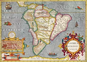 South America (America Meridionalis): from the Atlas of Gerardus Mercator, 1633, (1936). Artist: Gerardus Mercator South America (America Meridionalis): from the Atlas of Gerardus Mercator, 1633, (1936). Artist: Gerardus Mercator
