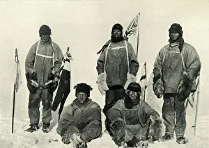 British Antarctic Expedition Photos Prints: At The South Pole, (Bowers pulls the string), January 1912, (1913). Artist: Henry Bowers