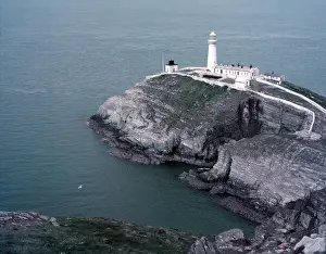 Prints of South Stack Lighthouse, Holy Island, Anglesey, c1955. View of the lighthouse, designed by Daniel Alexander and built in 1809, on the north-west coast of Wales Holyhead Prints: South Stack Lighthouse Print, c1955