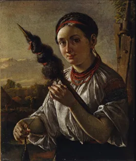 Spinner, 1821. Artist: Tropinin, Vasili Andreyevich (1776-1857) Spinner, 1821. Artist: Tropinin, Vasili Andreyevich (1776-1857)