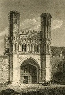 Prints of St. Augustines Gate, (Canterbury). Kent, 1802. The Great Gate of St Augustines Abbey, a Benedictine monastery at Canterbury in Kent Canterbury Prints: St Augustines Gate, Canterbury, Kent Print 1802