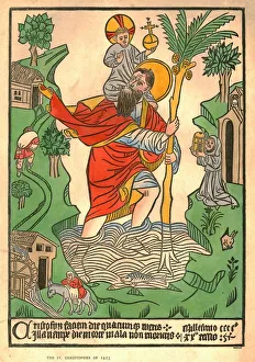 Medieval Christianity Images Prints: The St. Christopher of 1423. Creator: Unknown