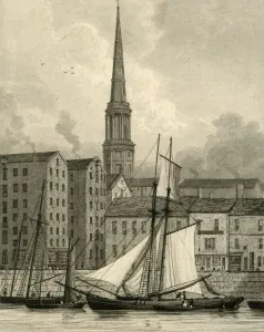 River Mersey Prints: St Georges Church from the Docks, Liverpool Print c1830