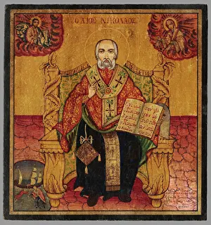 Christianity Iconography Prints: St. Nicholas enthroned, c1837. Creator: Unknown
