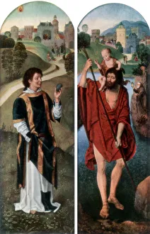 Antique Print Collector Prints: St Stephen and St Christopher, (1927). Artist: Hans Memling