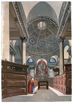 Christopher Wren Designs Prints: St Stephens, Walbrook, c1850