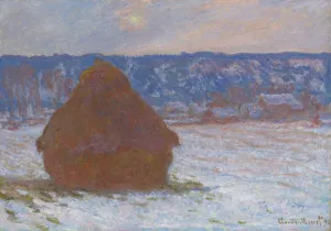 Oil On Canvas Winter Scene Prints: Stack of Wheat (Snow Effect, Overcast Day), 1890 / 91. Creator: Claude Monet