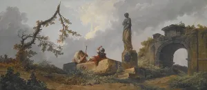 Hubert Robert Artist Prints: The Statue, 1700s. Creator: Hubert Robert
