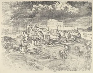 Storm behind the Acropolis, 1913. Creator: Joseph Pennell Storm behind the Acropolis, 1913. Creator: Joseph Pennell
