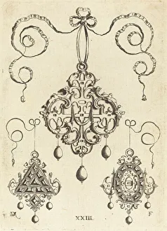Daniel Mignot's Three Strapwork Pendants Print